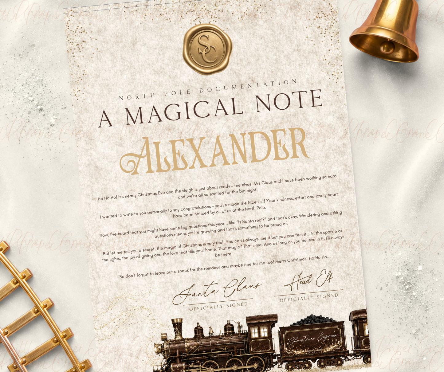 North Pole Express Magical Note-Beige- Personalised