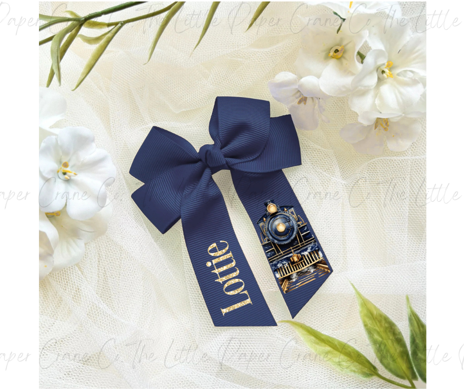 North Pole Train Bow-Navy