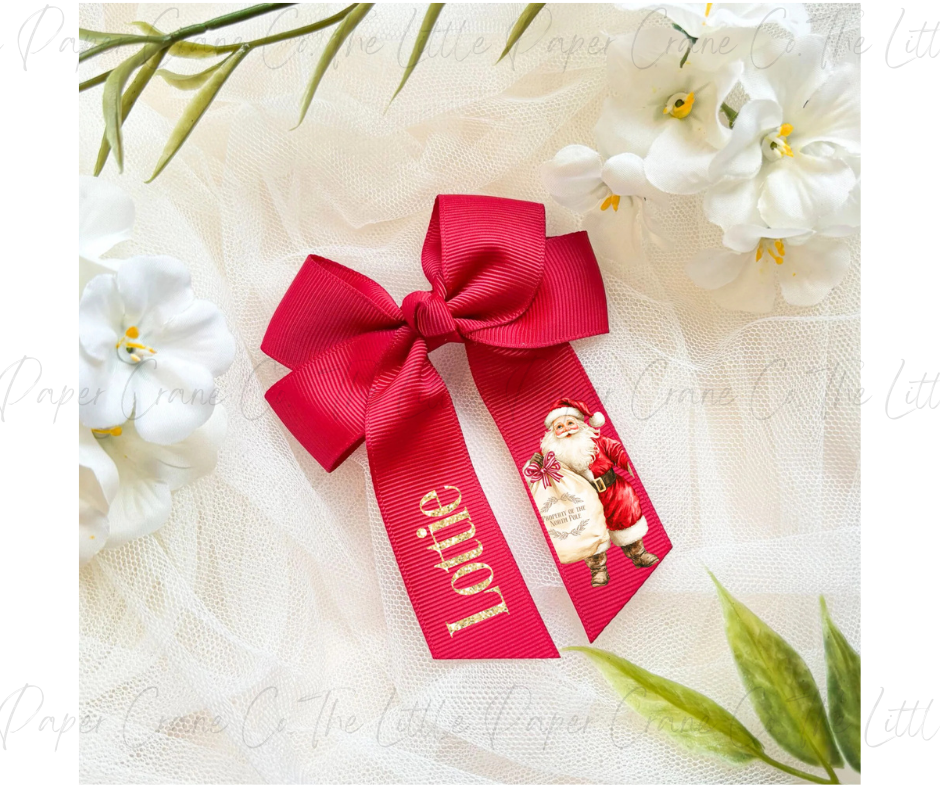 Santa Bow-Red