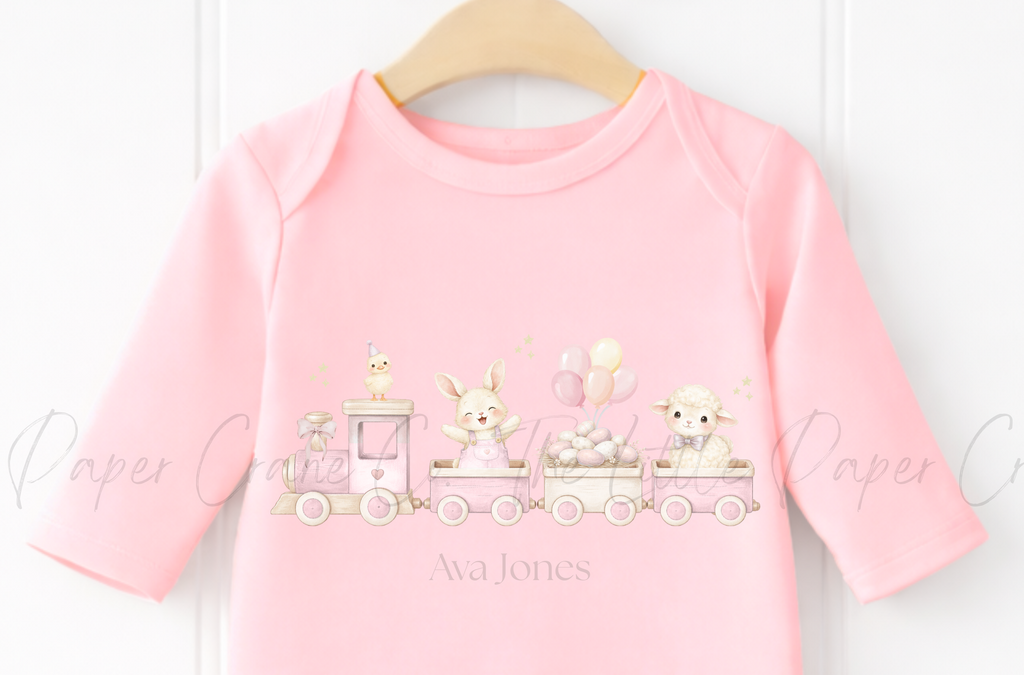 Animal Train Bodysuit - Personalised Pink