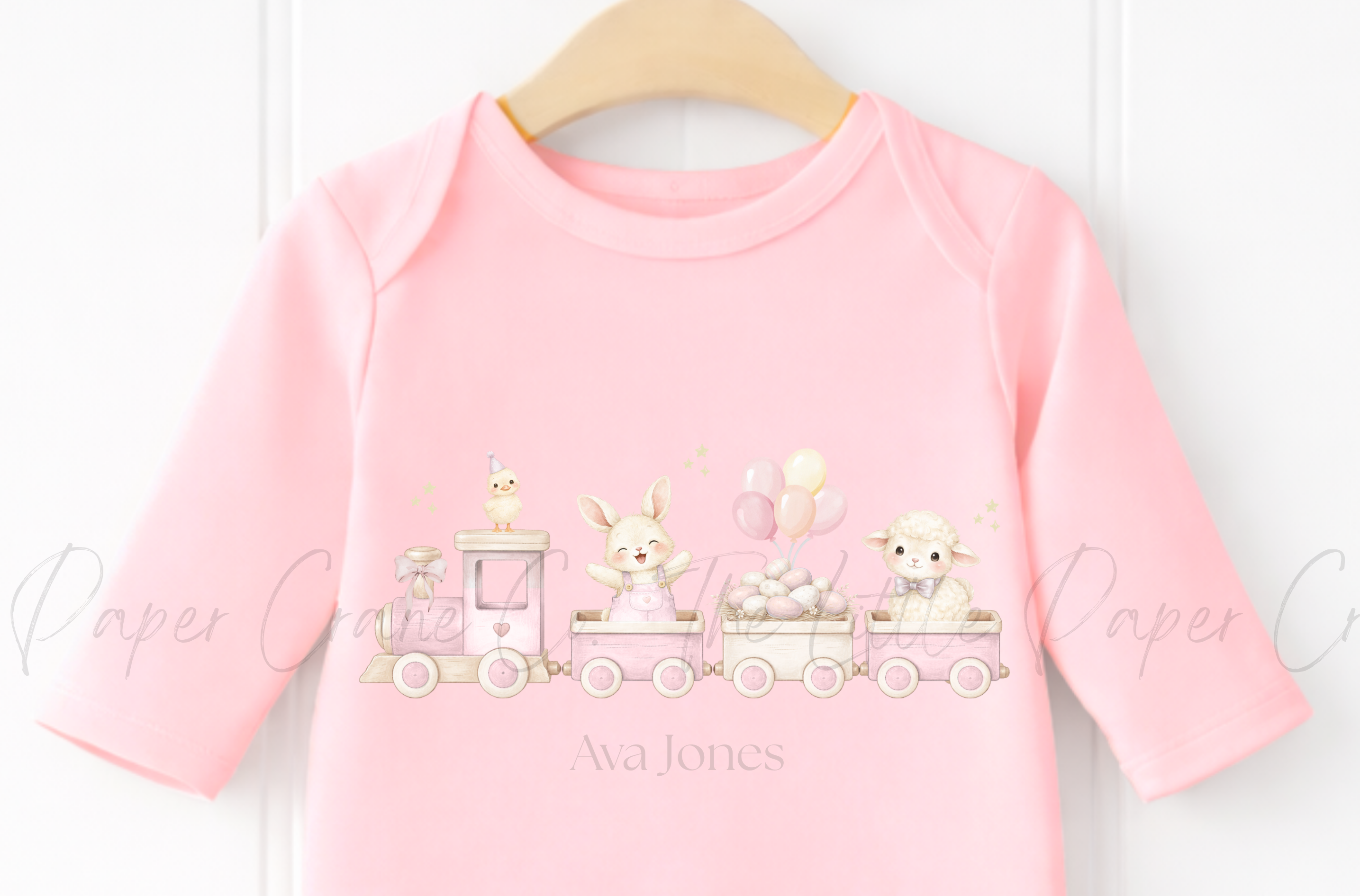 Animal Train Bodysuit - Personalised Pink