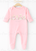 Animal Train Bodysuit - Personalised Pink