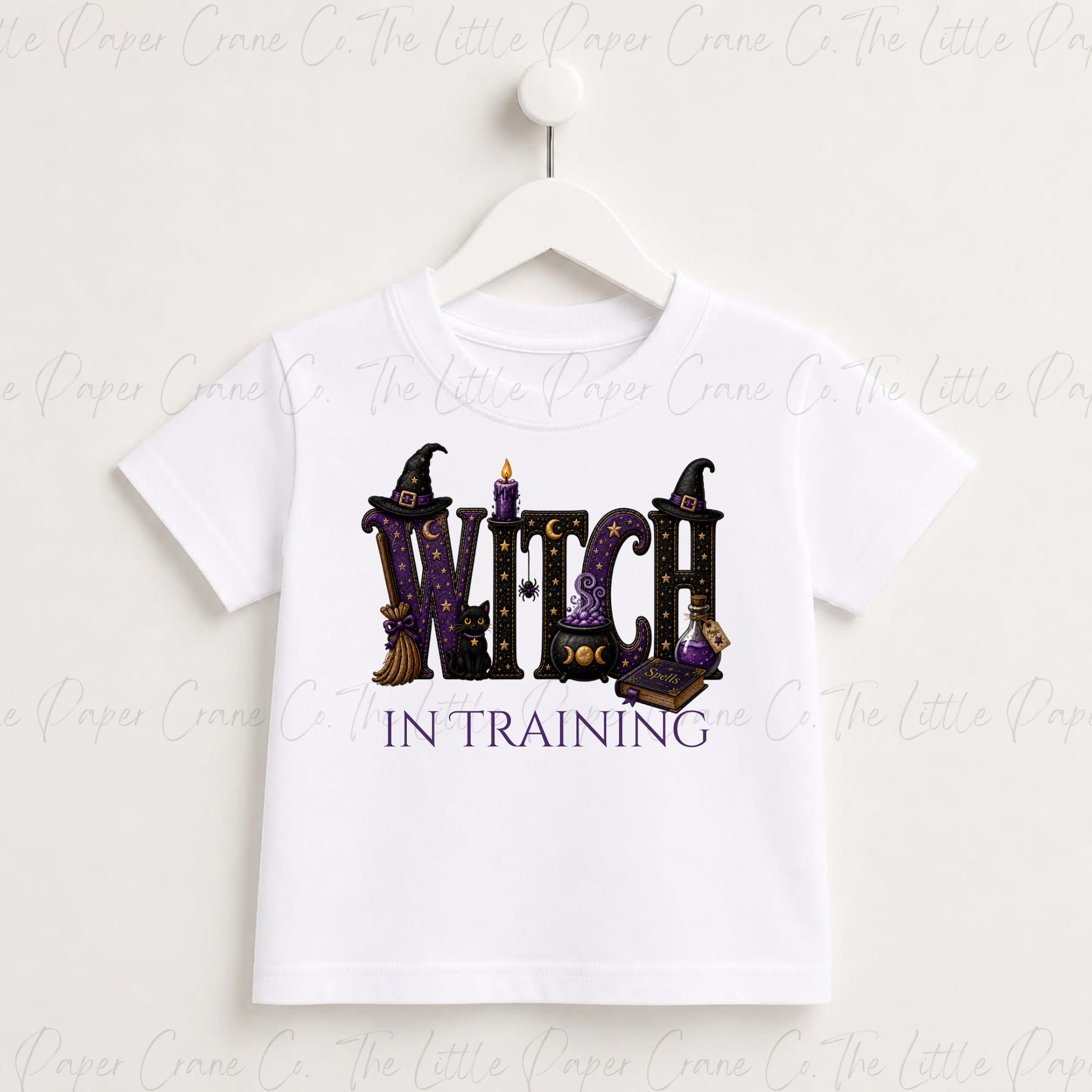 Witch in Training Childrens T-Shirt -Personalied Initial- Witch