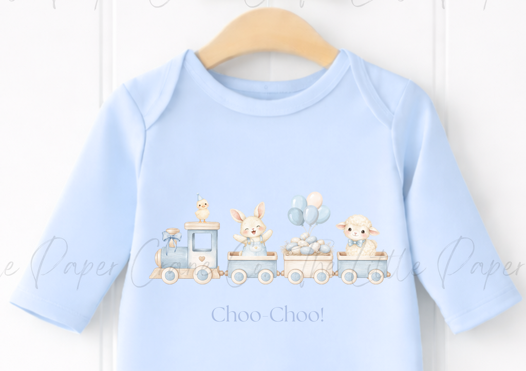 Animal Train Bodysuit - Choo-Choo! Blue
