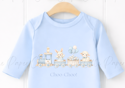 Animal Train Bodysuit - Choo-Choo! Blue