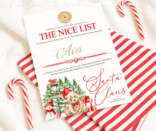 Teddy Nice List Letter -Red (Copy)