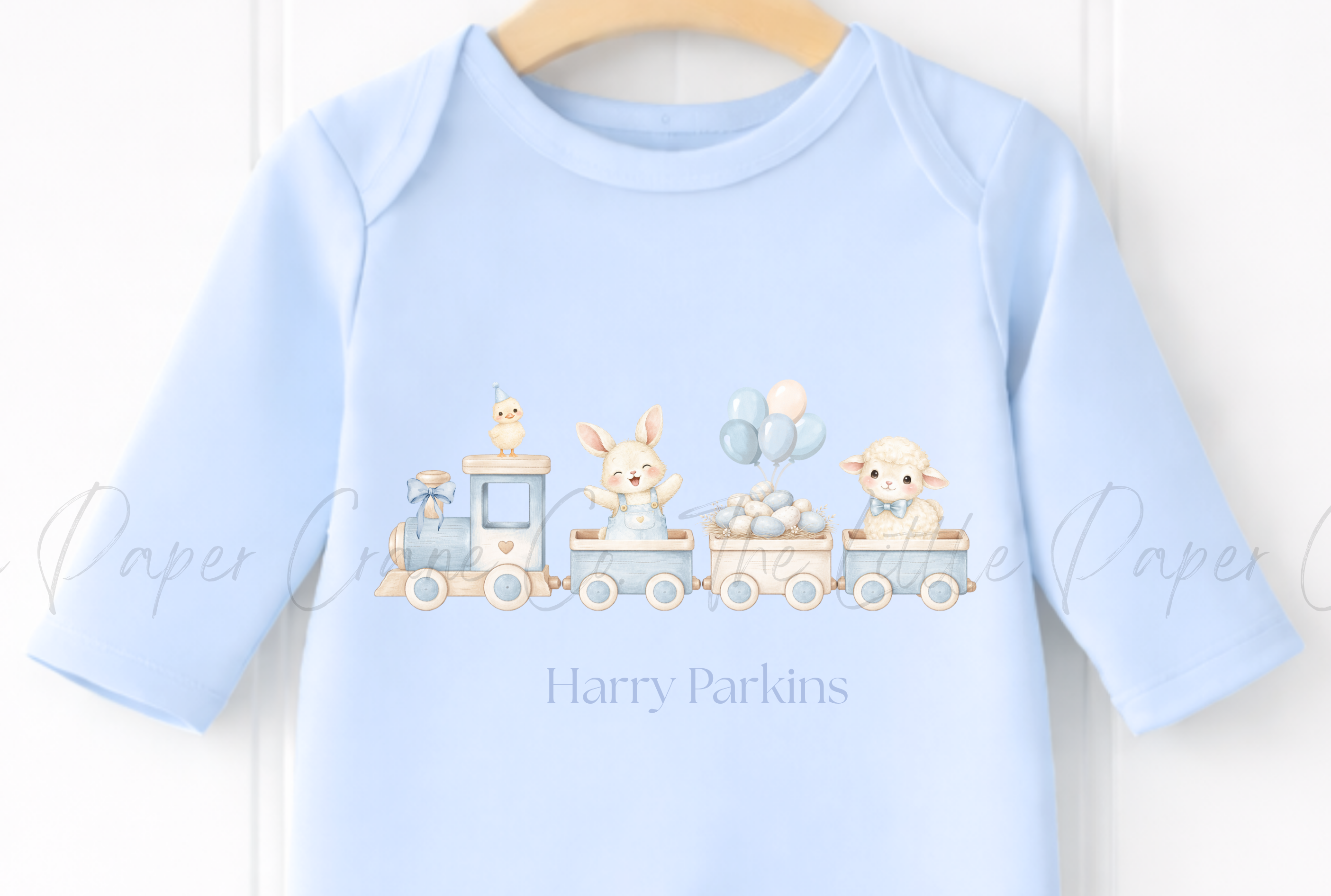 Animal Train Bodysuit - Personalised Blue