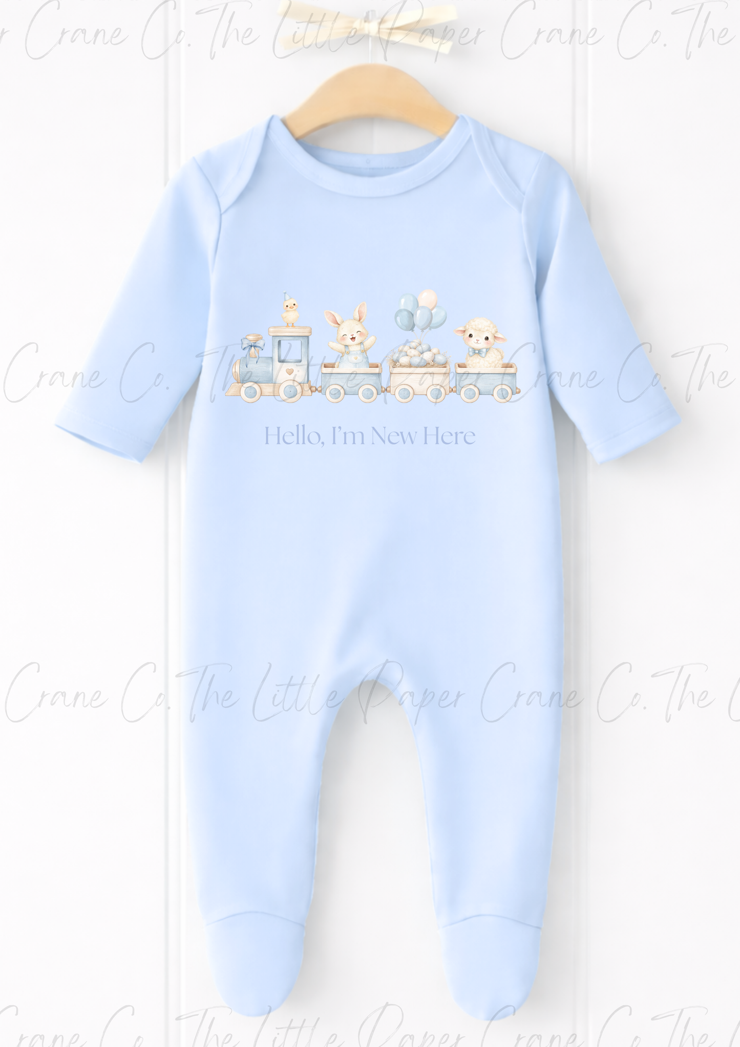 Animal Train Bodysuit - Hello, I'm New here Blue