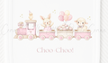 Animal Train Bib - Choo-Choo! White & Pink