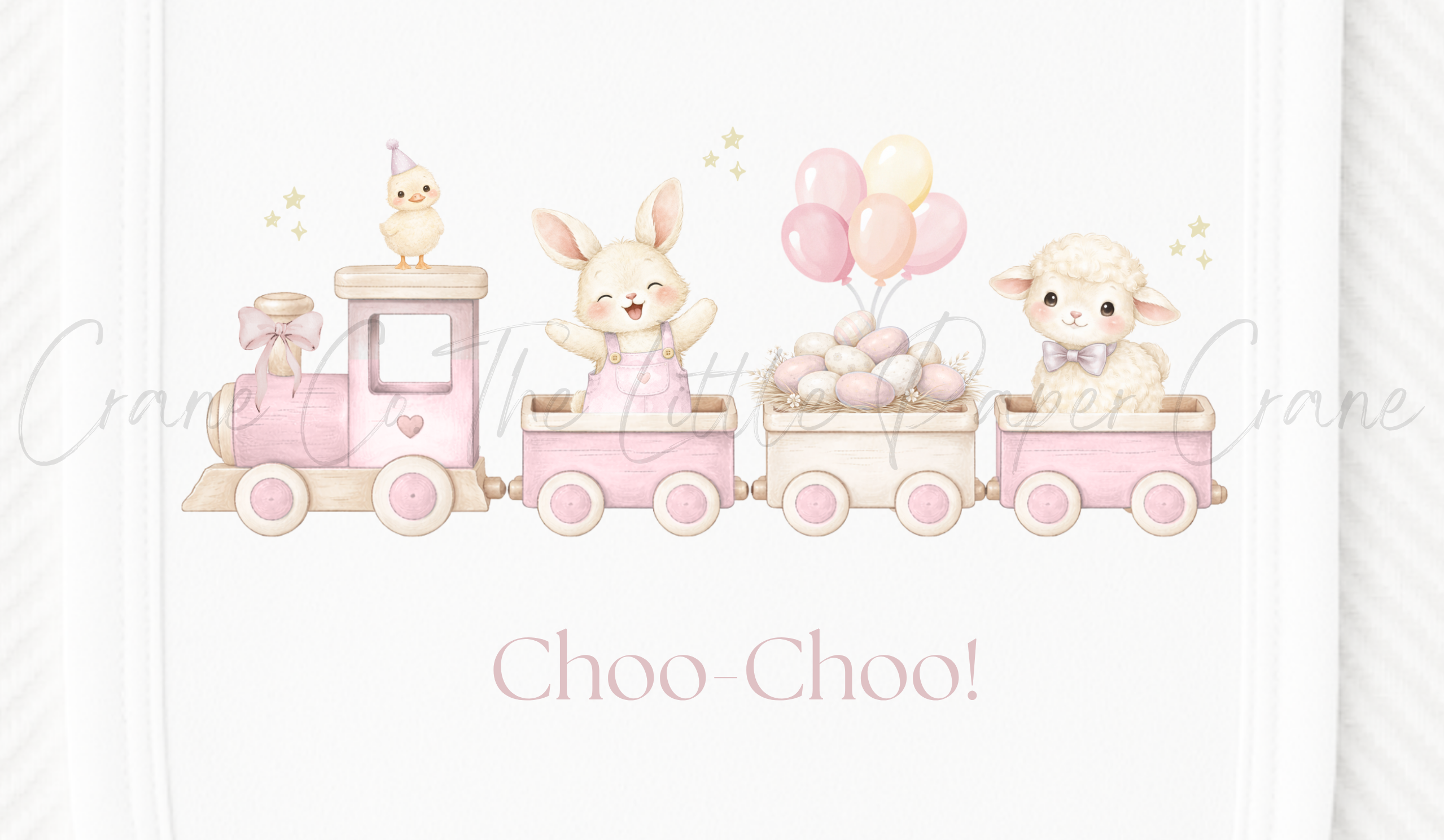 Animal Train Bib - Choo-Choo! White & Pink