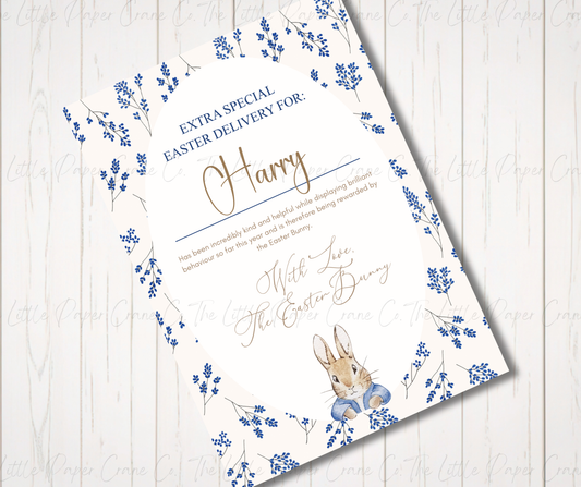 Garden bunny Easter Certificate - Blue