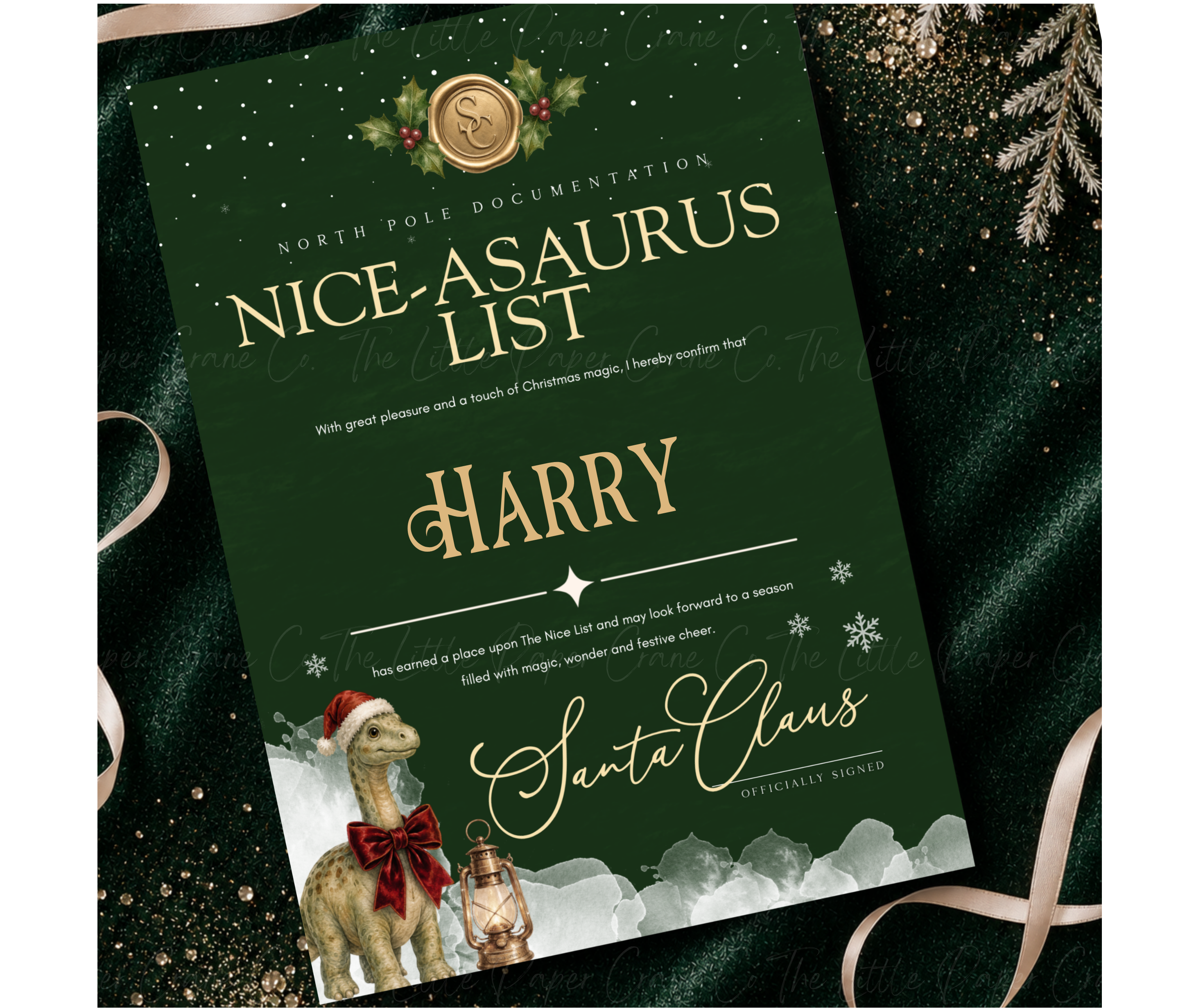 Dino Nice-asaurus List- Christmas - Personalised