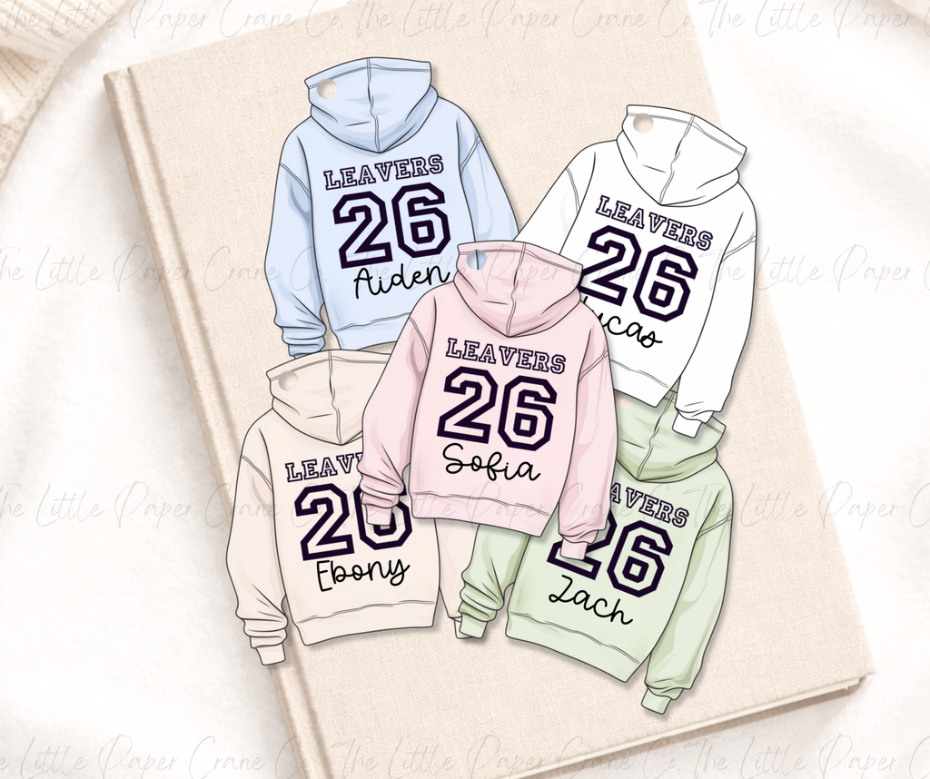 Leavers 2026 Hoodie Keyrings Personalised- Pastel