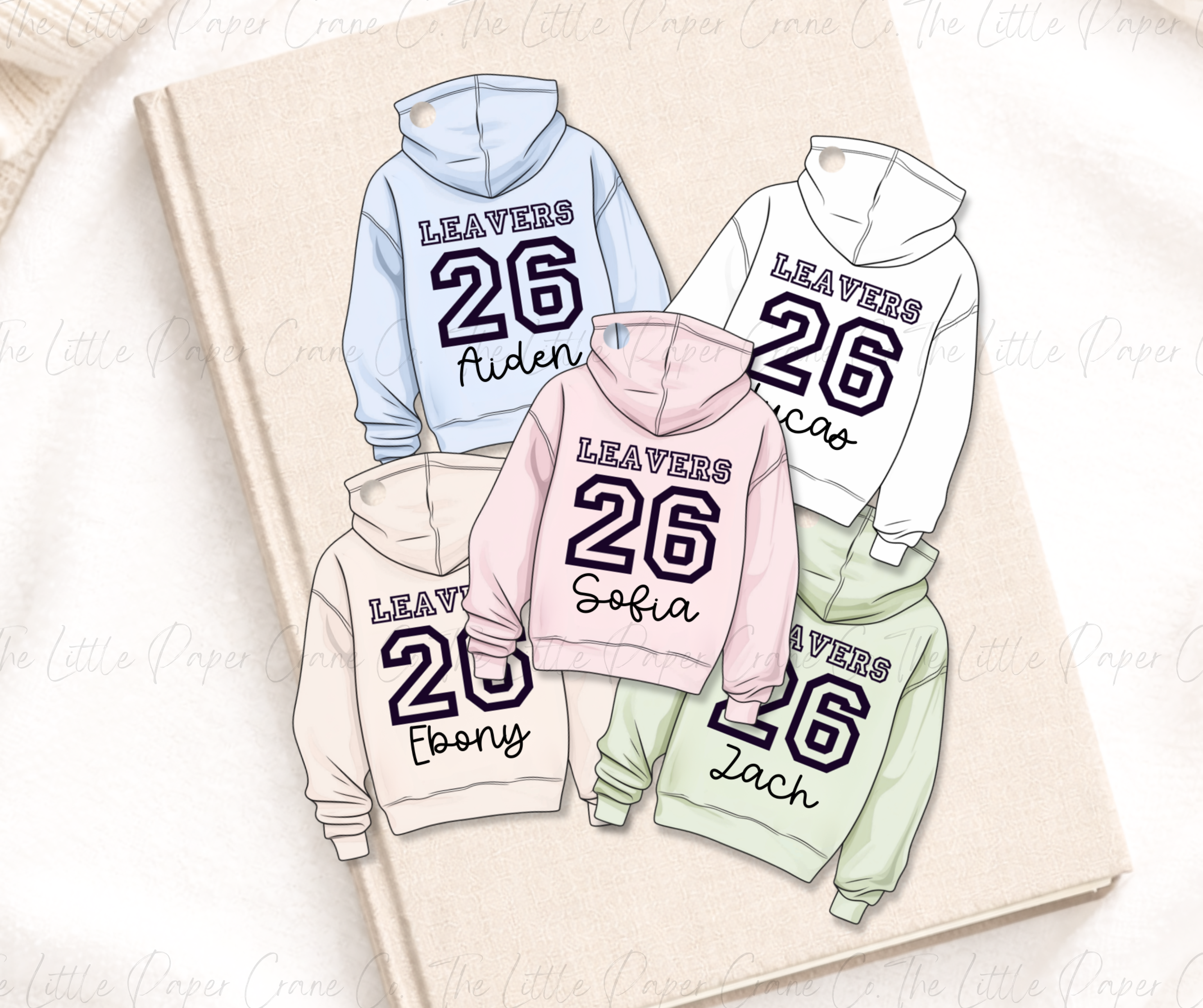 Leavers 2026 Hoodie Keyrings Personalised- Pastel