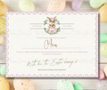 Wreath Easter Bunny Certificate - Pink