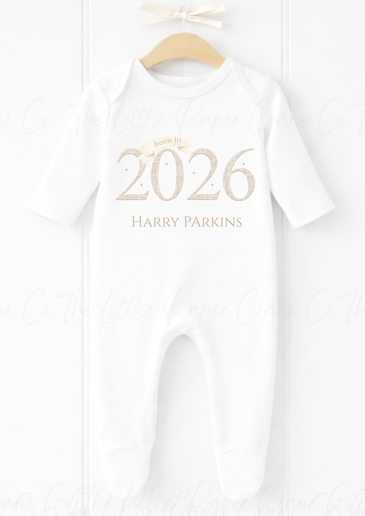 Born in 2026 Sleepsuit & Bib Set