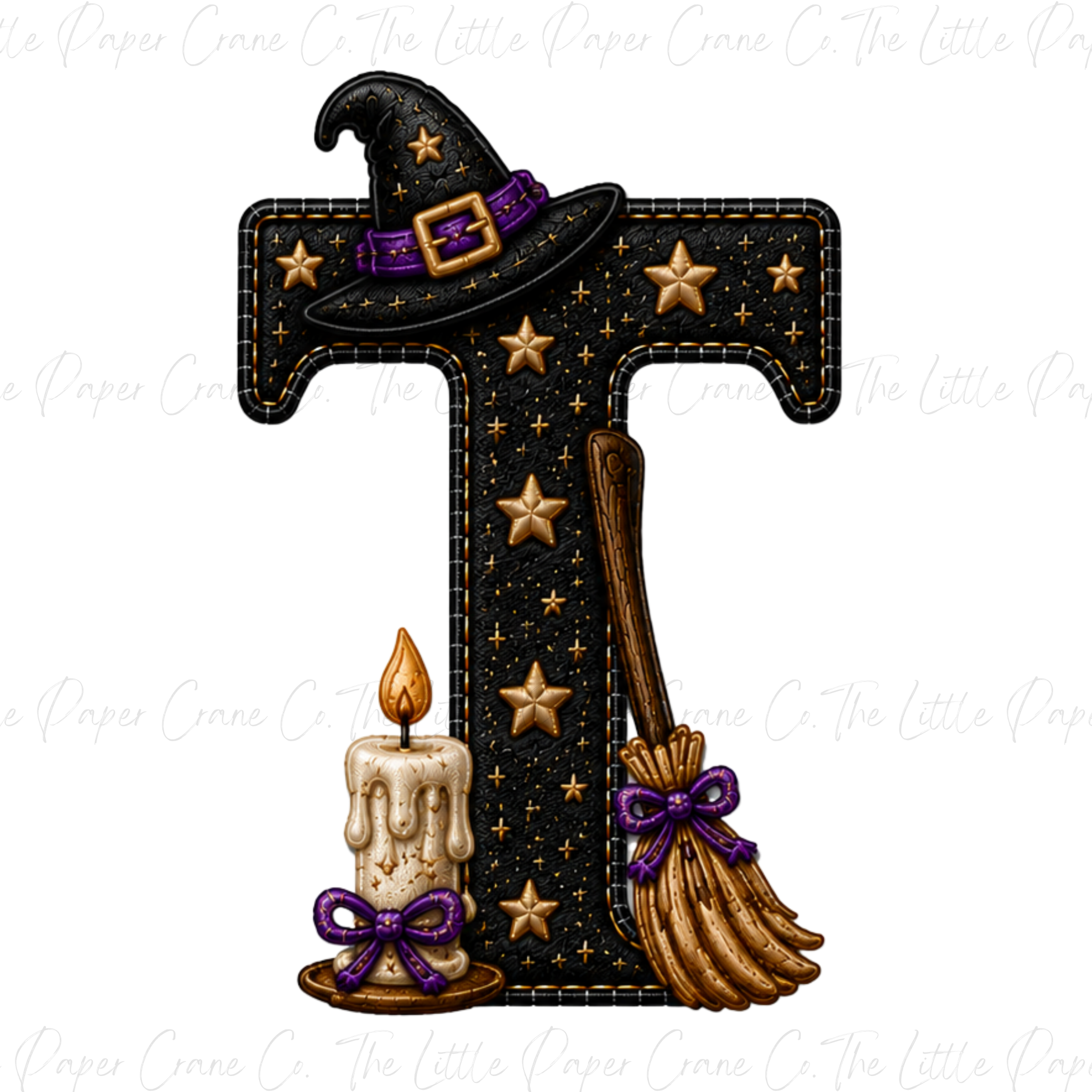 Trick or Treat Childrens T-Shirt -Personalied Initial- Witch