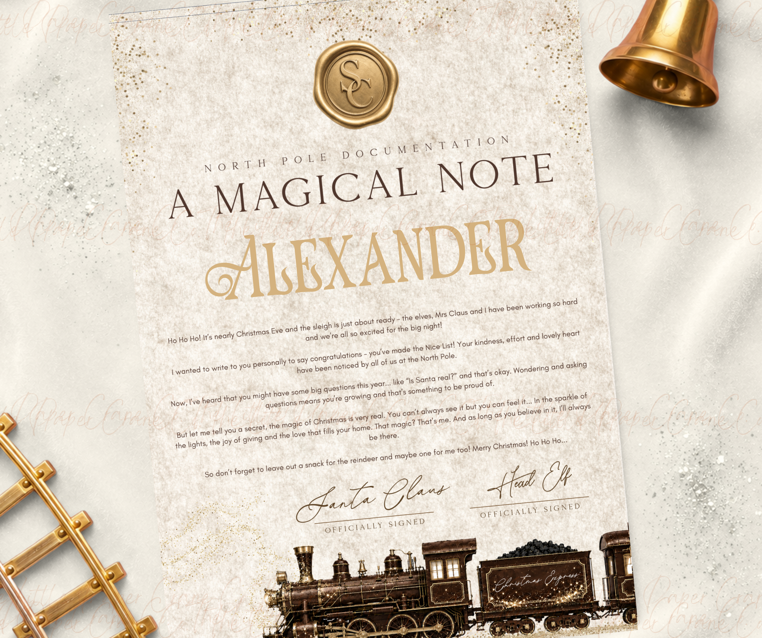 North Pole Express Magical Note-Beige- Personalised
