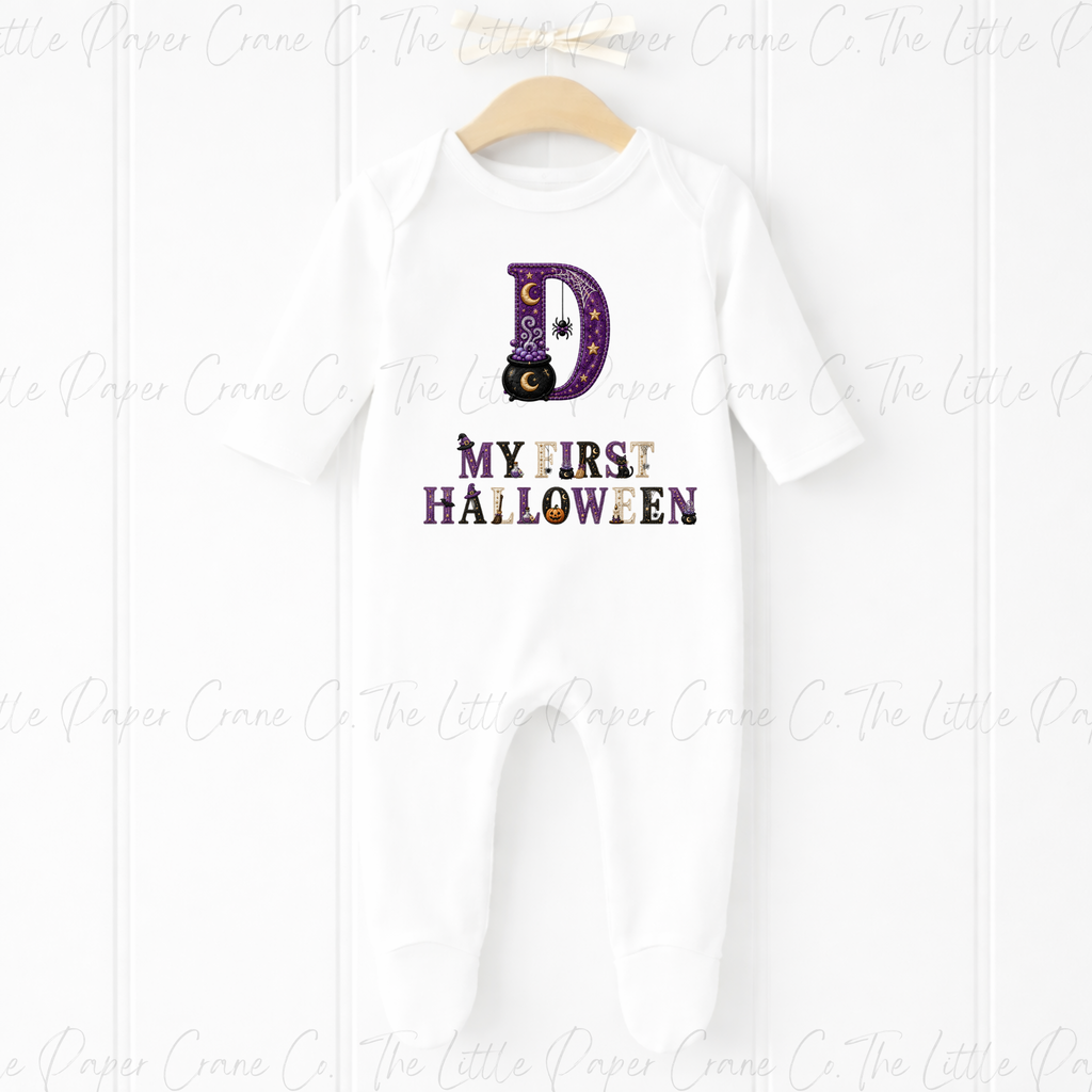 My 1st Halloween Baby Bodysuit -Personalied Initial- Witch