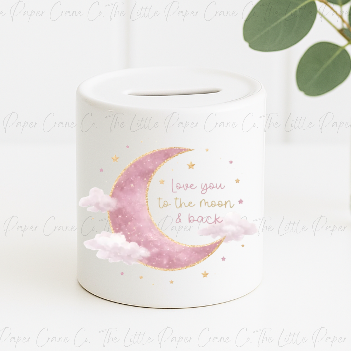 Money Box - Love you to the Moon and Back-Personalised-Pink