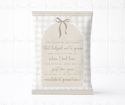 Thankyou for Helping Me Grow Seed packets - Neutral