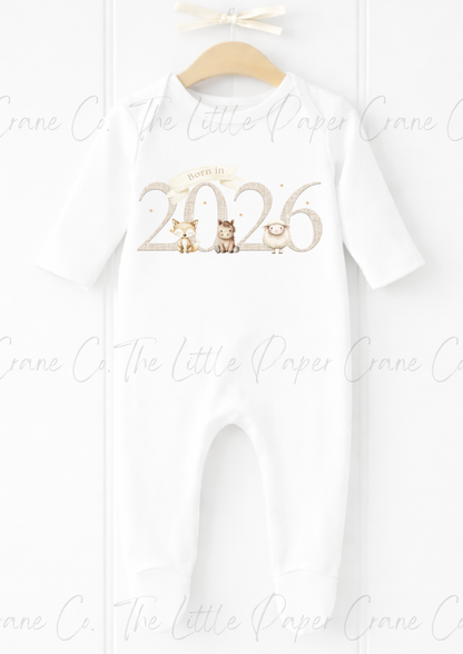 Born in 2026 Sleepsuit - Farmyard Animals