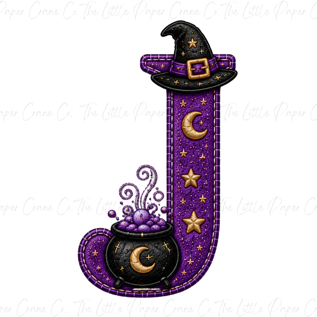 Trick or Treat Childrens T-Shirt -Personalied Initial- Witch