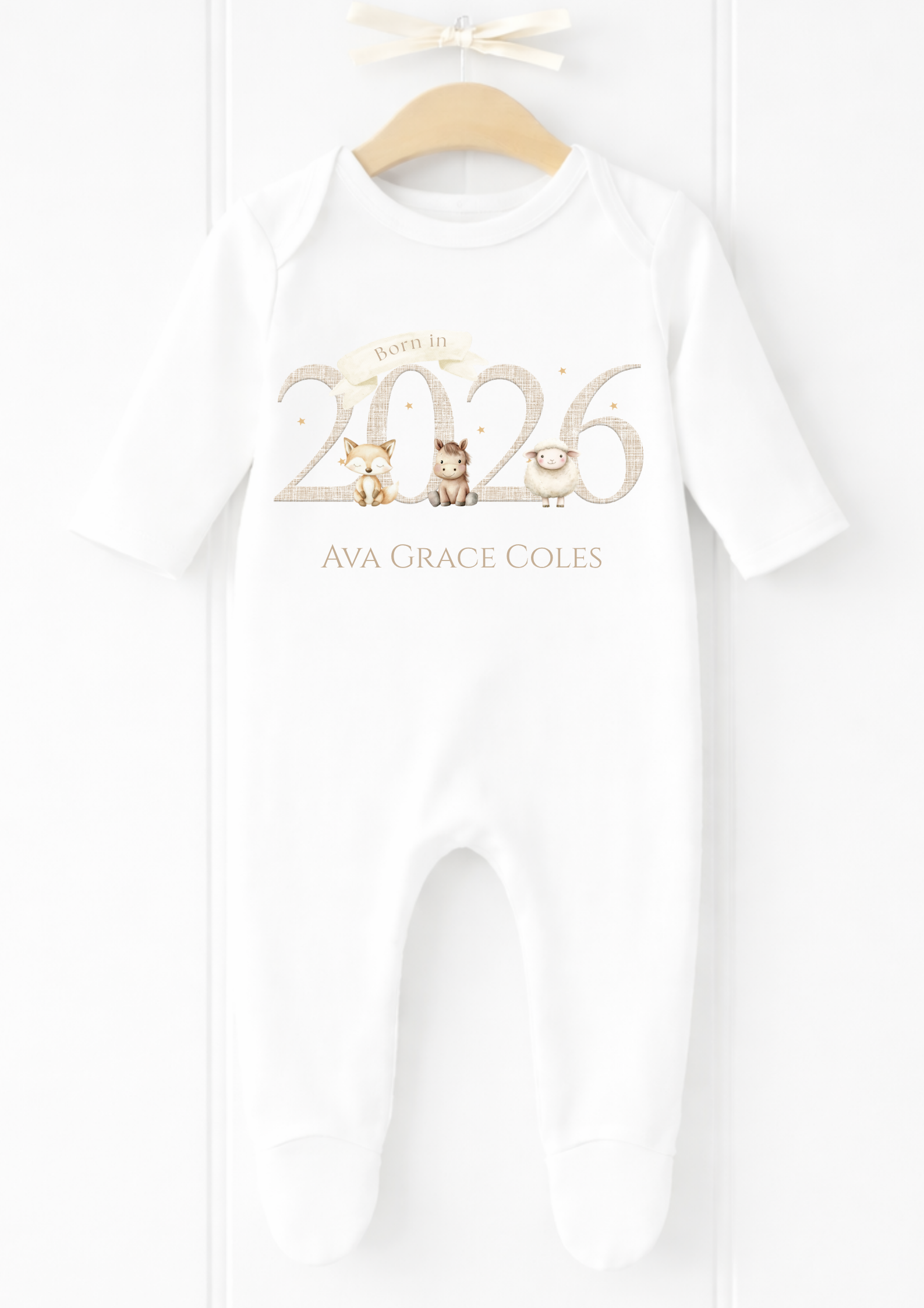 Born in 2026 Sleepsuit - Farmyard Animals