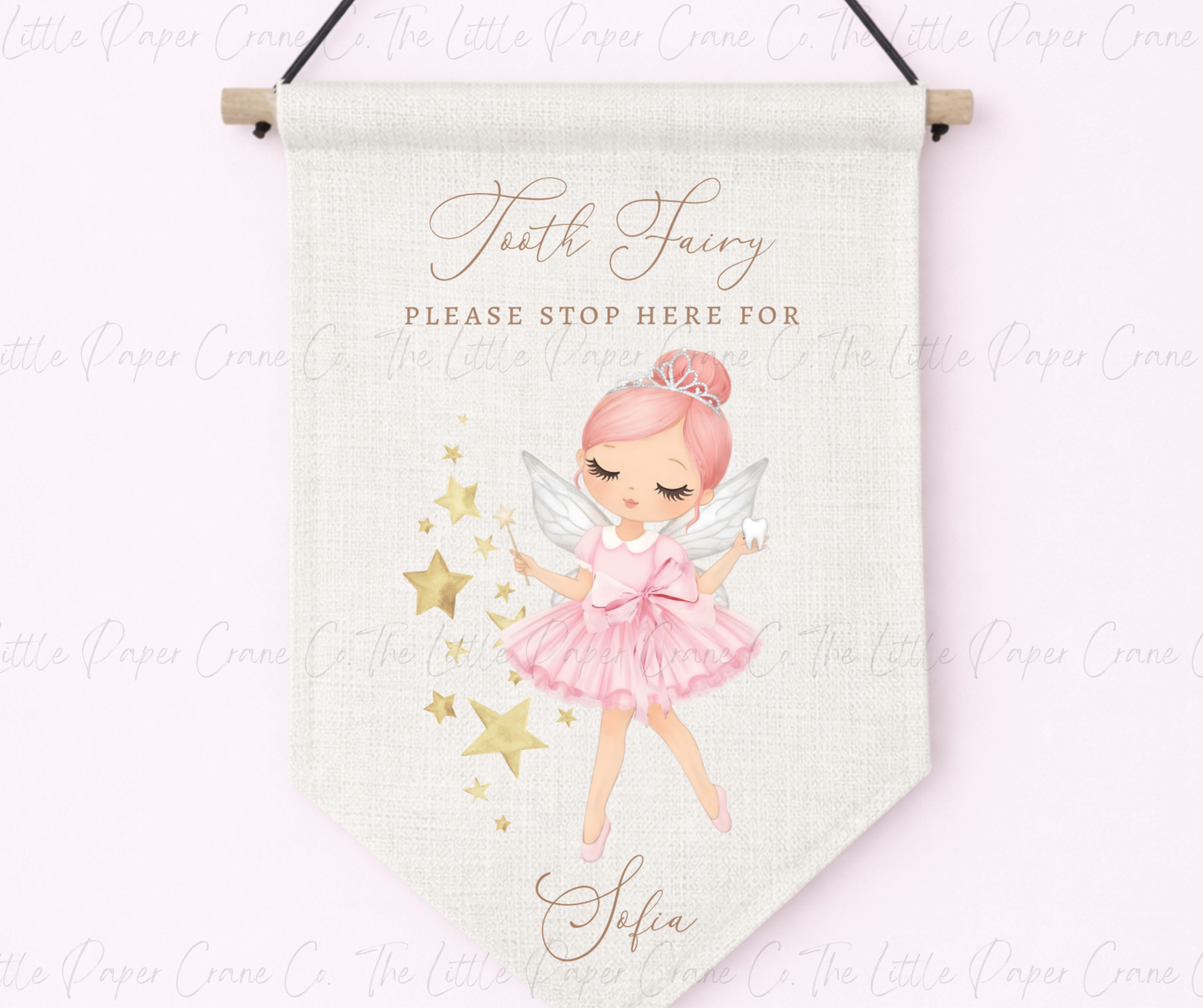 Tooth Fairy Personalised Pennant - Pink