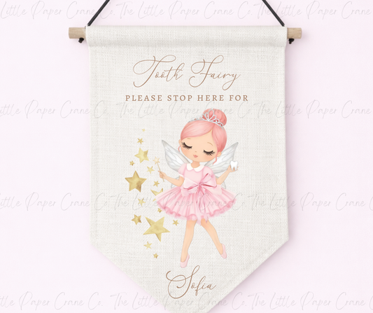 Tooth Fairy Personalised Pennant - Pink