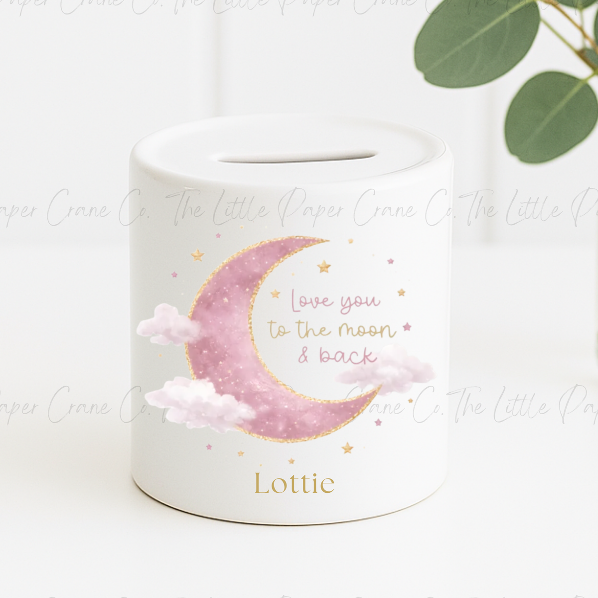 Money Box - Love you to the Moon and Back-Personalised-Pink