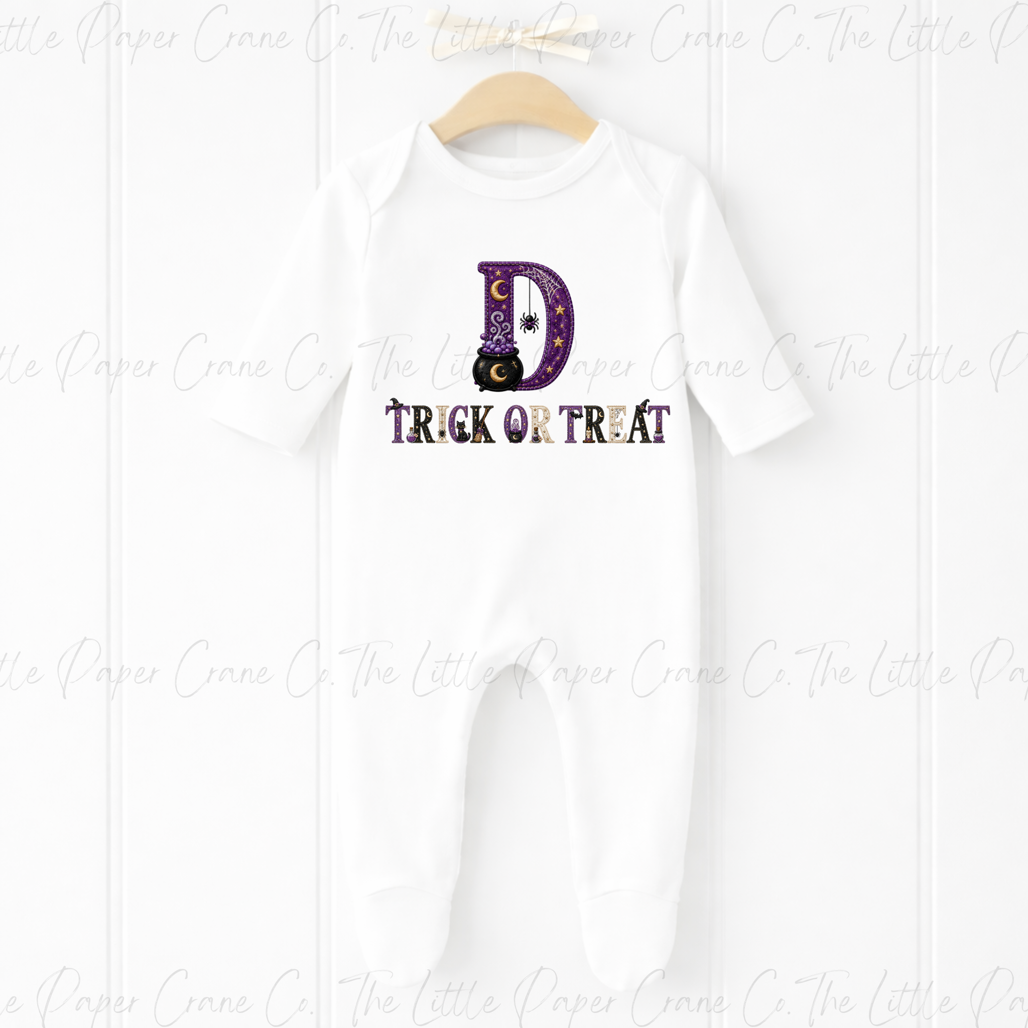 Trick or Treat Baby Bodysuit -Personalied Initial- Witch