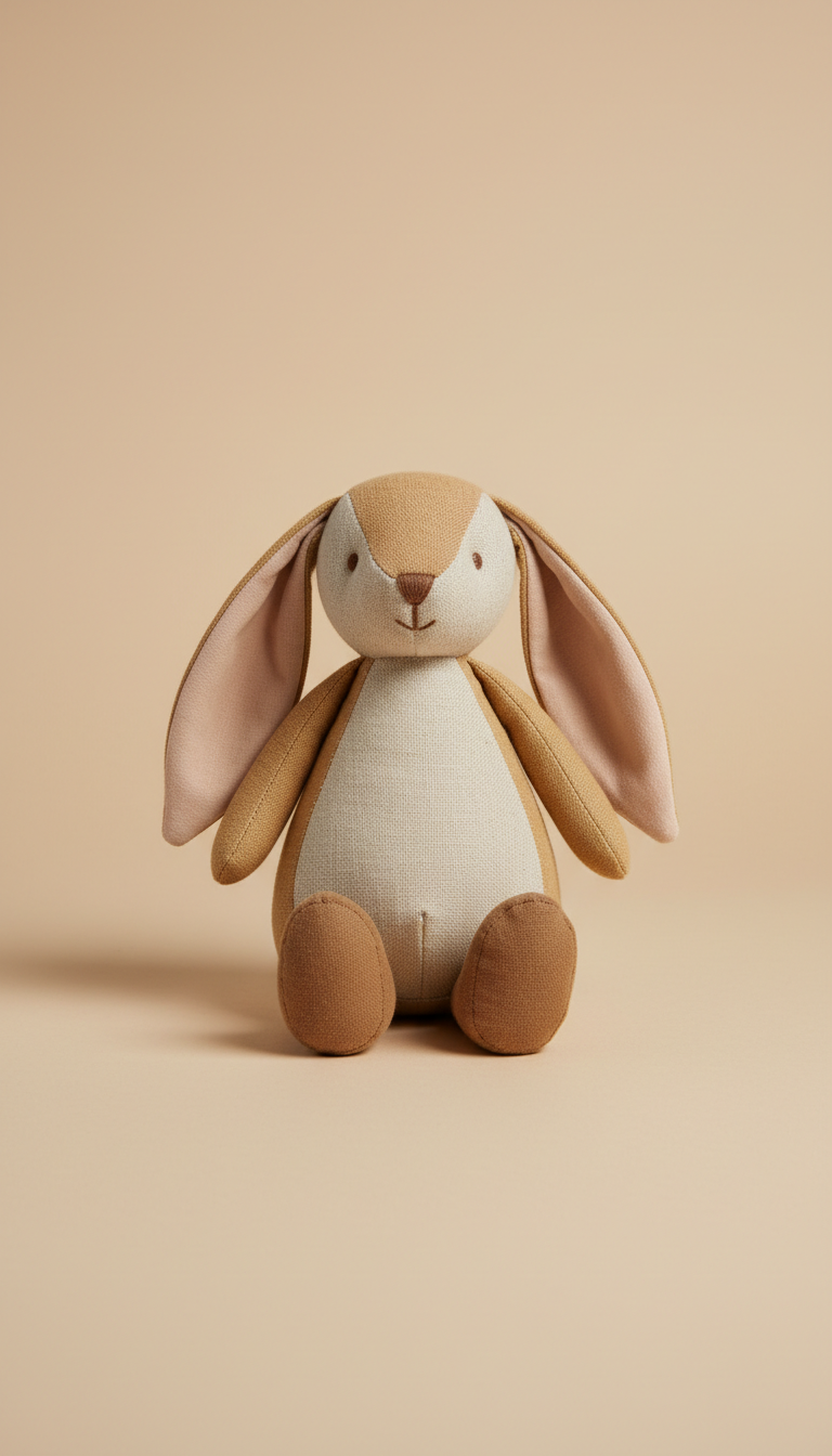 Hand-finished plush bunny toy