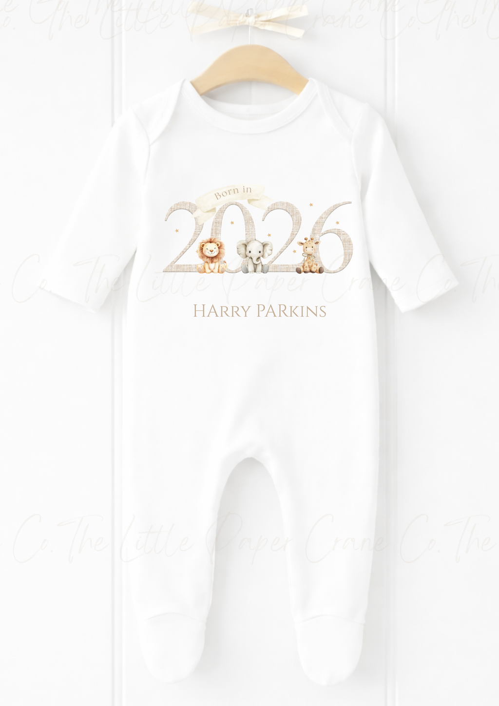Born in 2026 Sleepsuit & Bib Set Farm Animals
