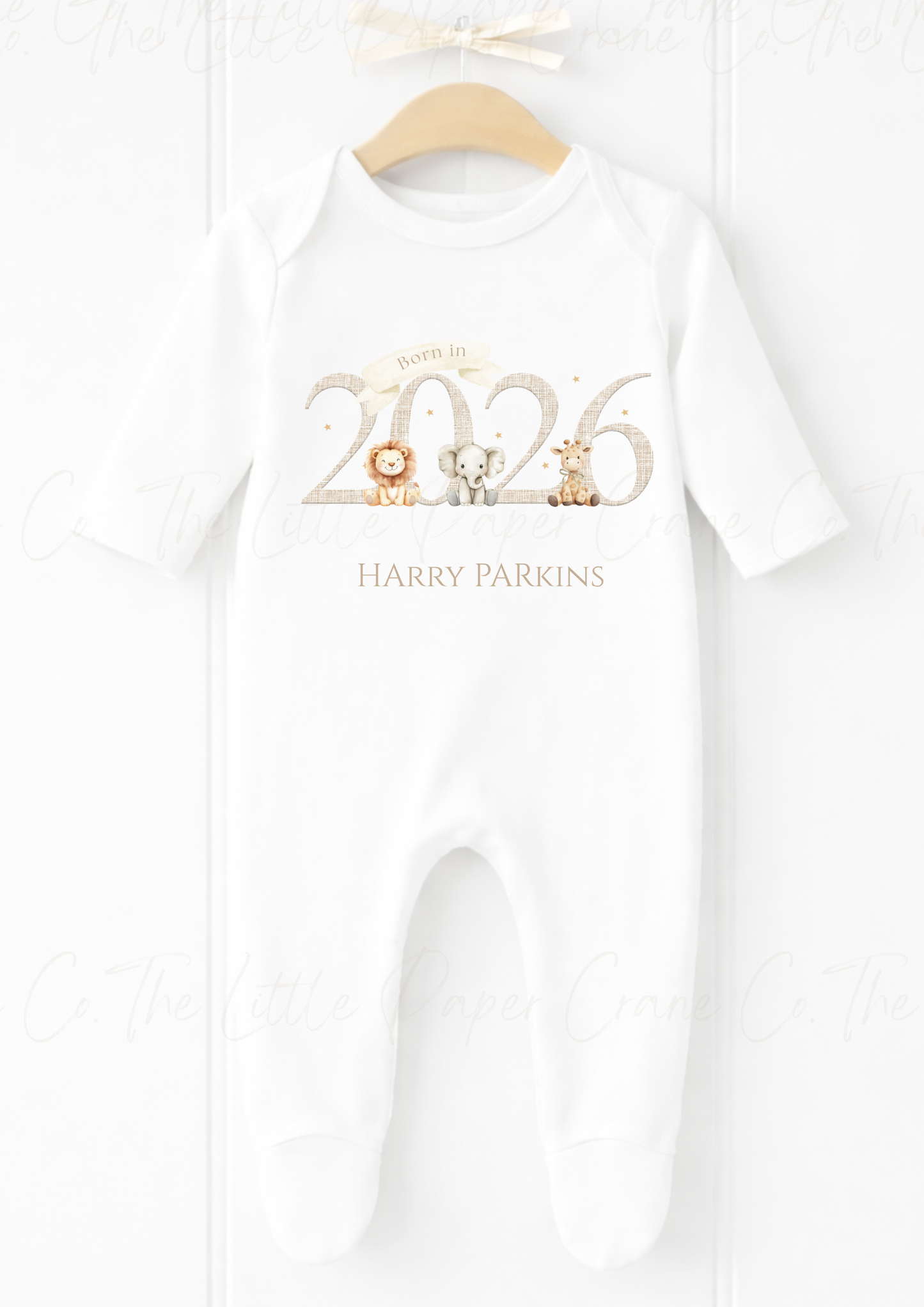 Born in 2026 Sleepsuit & Bib Set Farm Animals