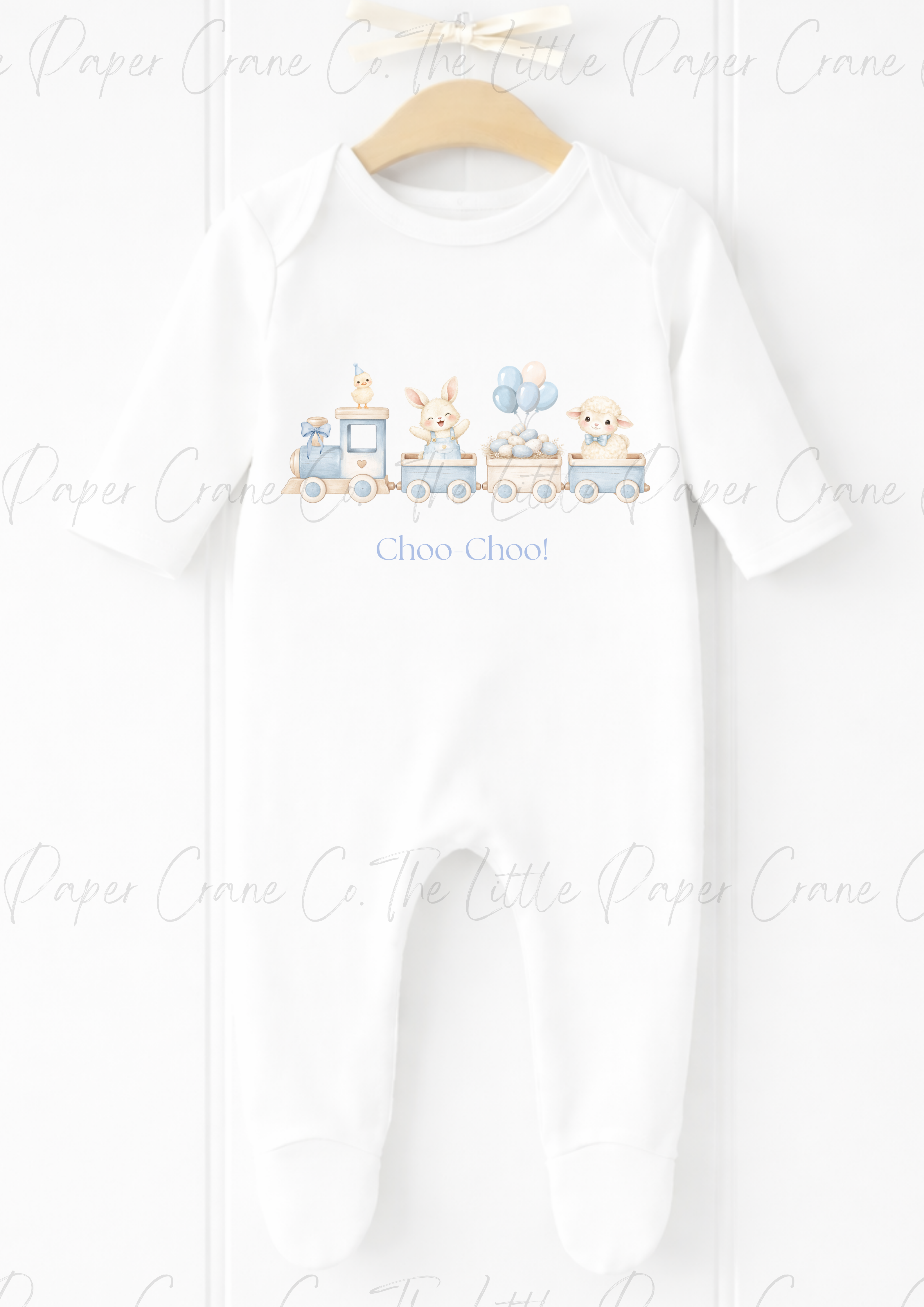Animal Train Bodysuit - Choo-Choo! White & Blue