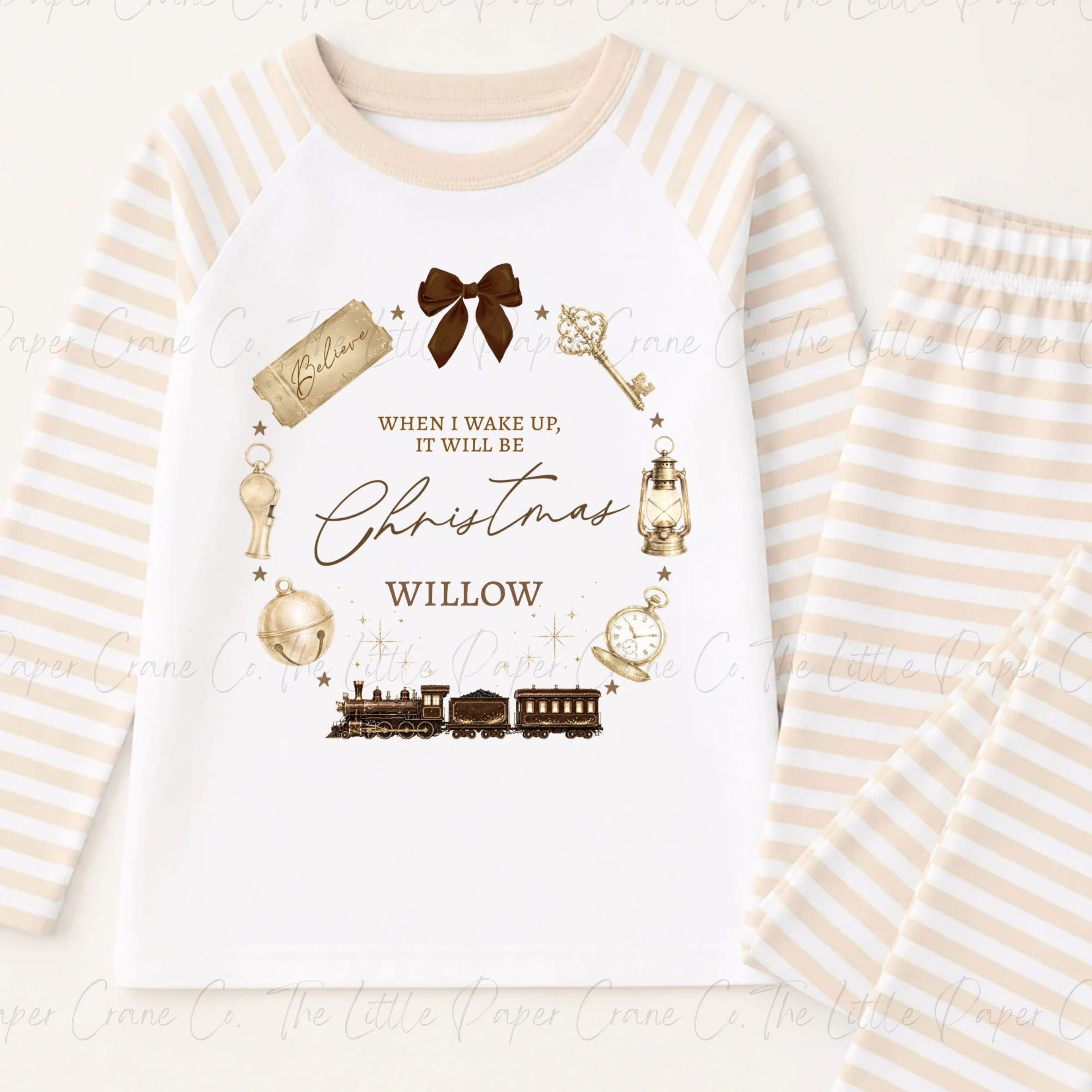 North Pole Express- When I Wake up it will be Christmas Pyjamas- Personalised- Neutral