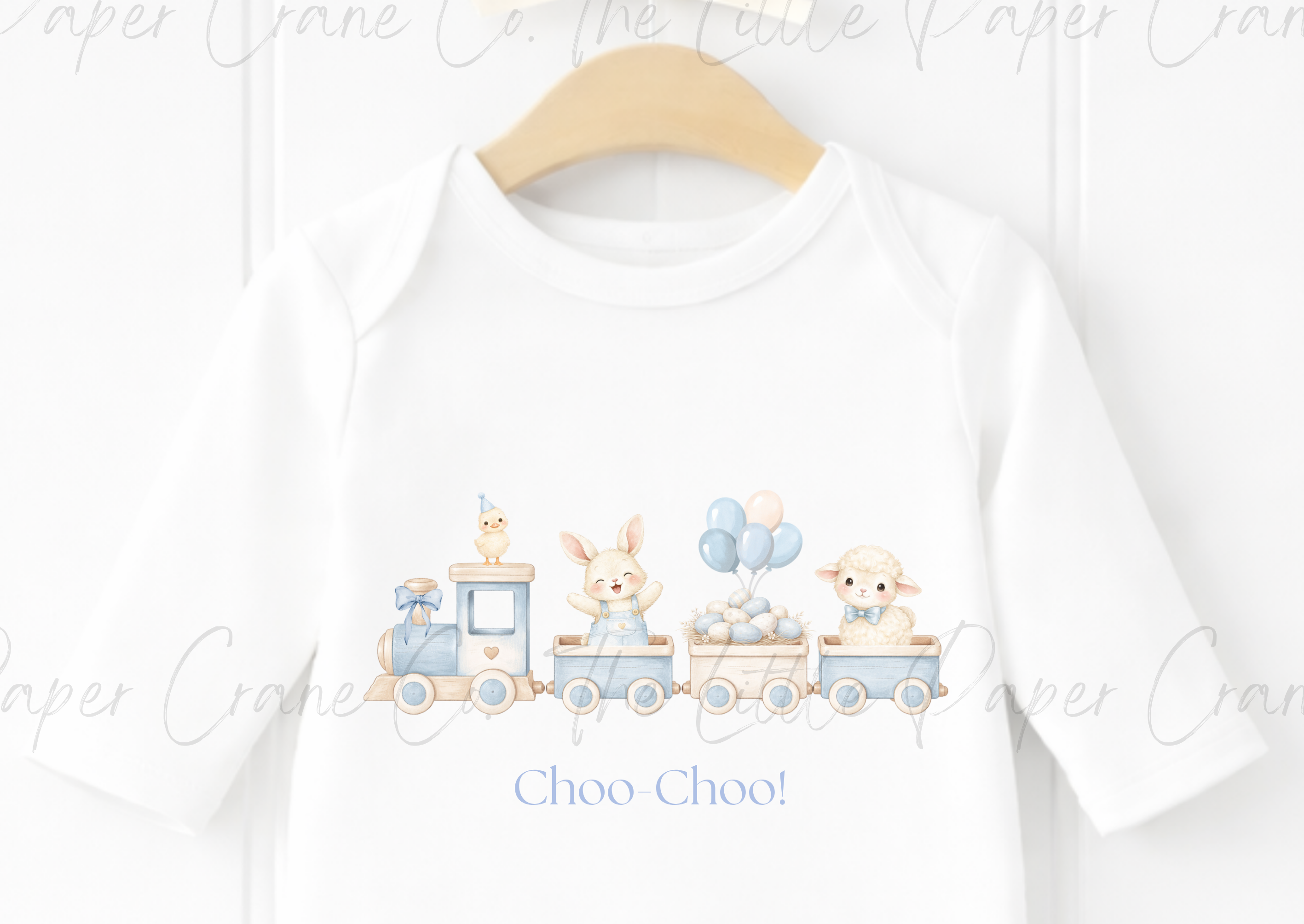 Animal Train Bodysuit - Choo-Choo! White & Blue