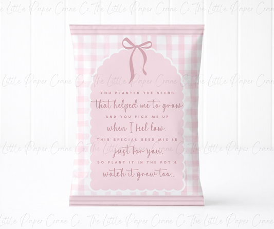 Thankyou for Helping Me Grow Seed packets - Pink