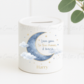 Money Box - Love you to the Moon and Back-Personalised-Blue