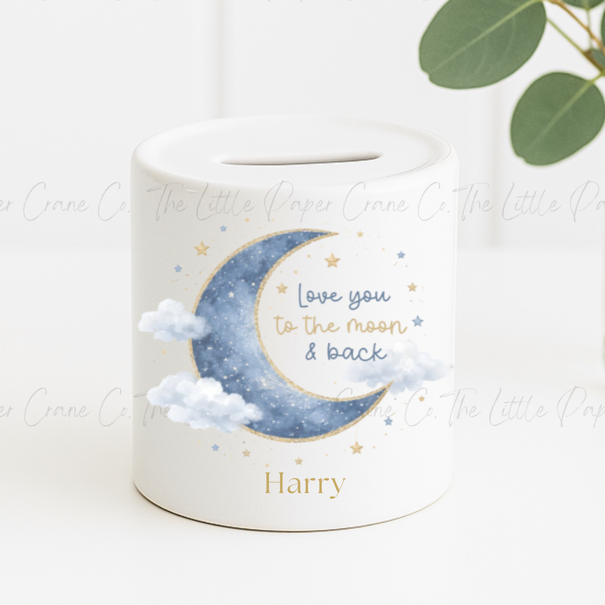 Money Box - Love you to the Moon and Back-Personalised-Blue