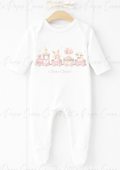 Animal Train Bodysuit - Choo-Choo! White & Pink