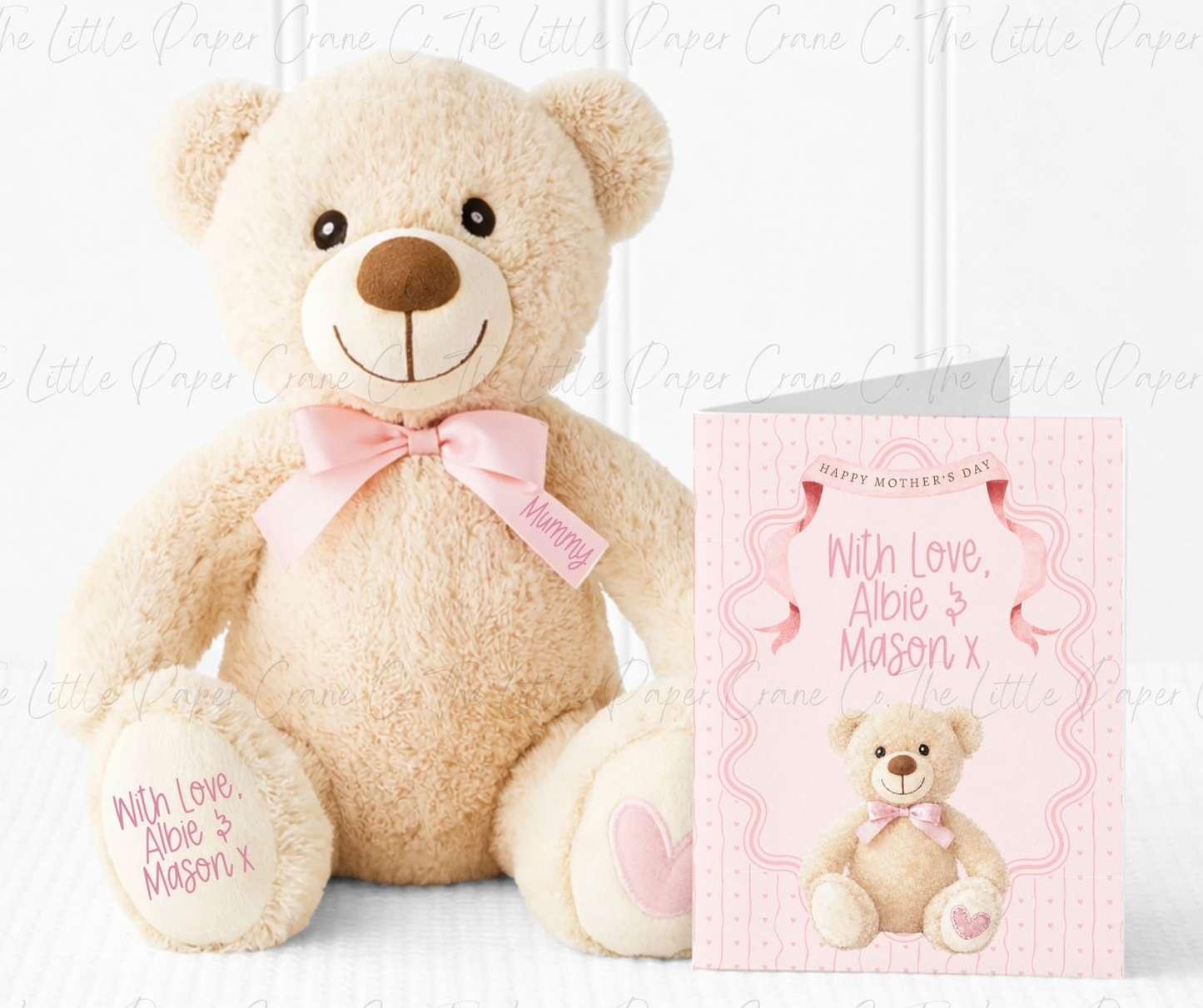 Mothers Day Personalised Teddy Plush and Card Bundle