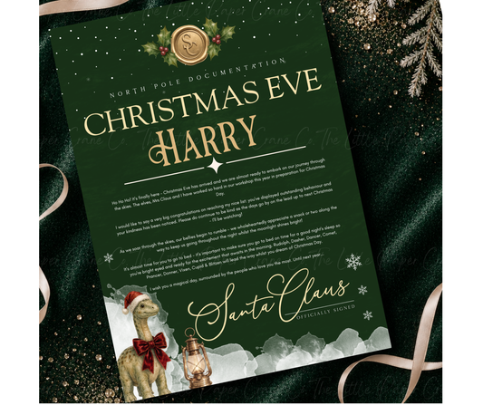 Dino Christmas Eve Certificate- Personalised