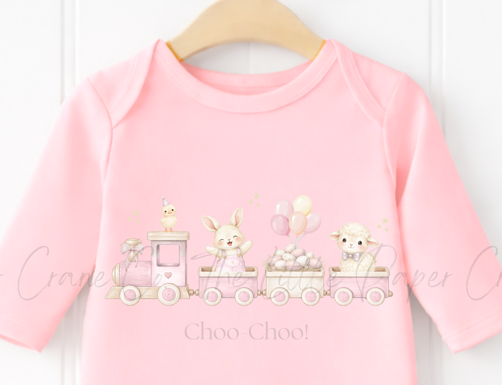 Animal Train Bodysuit - Choo-Choo! Pink