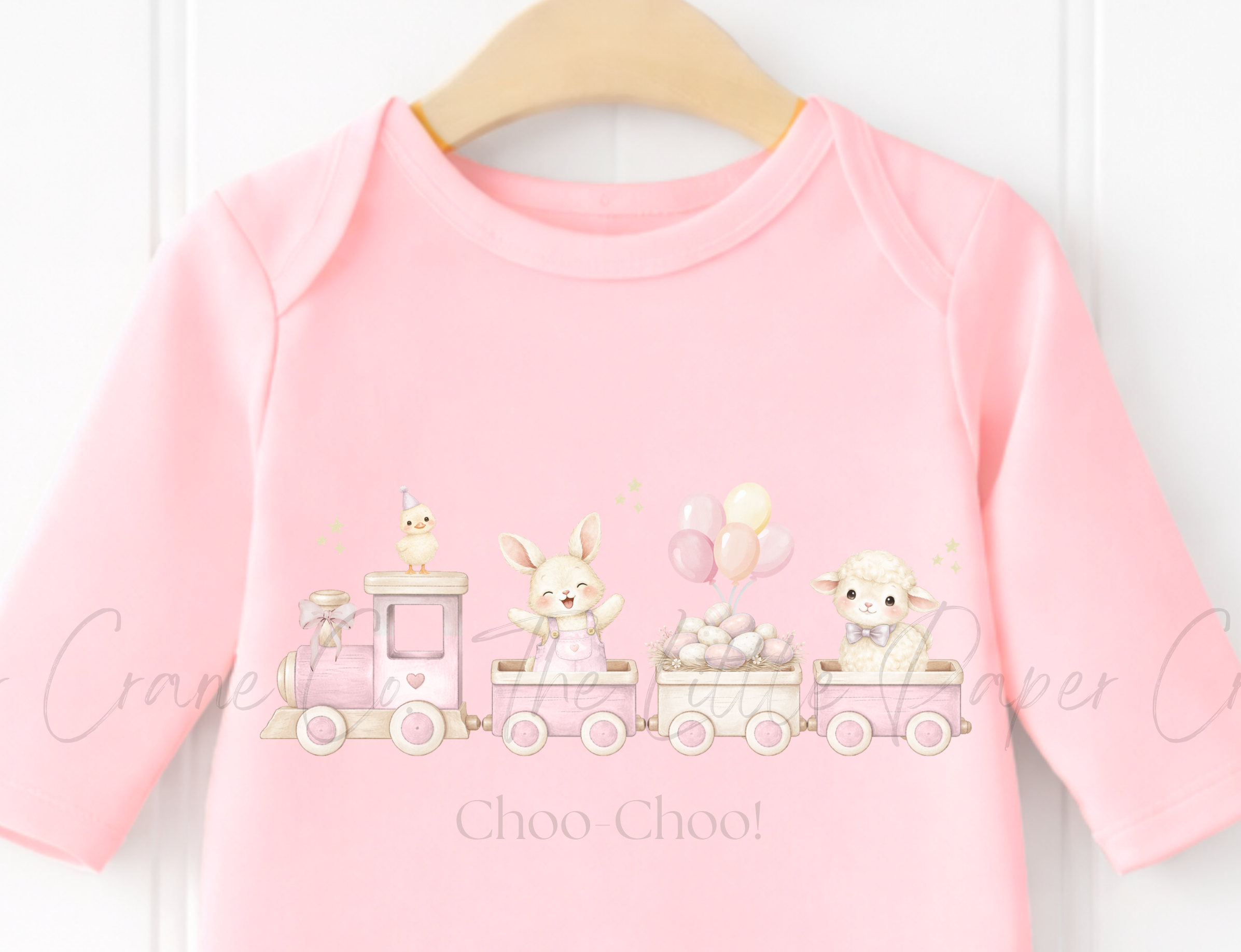 Animal Train Bodysuit - Choo-Choo! Pink