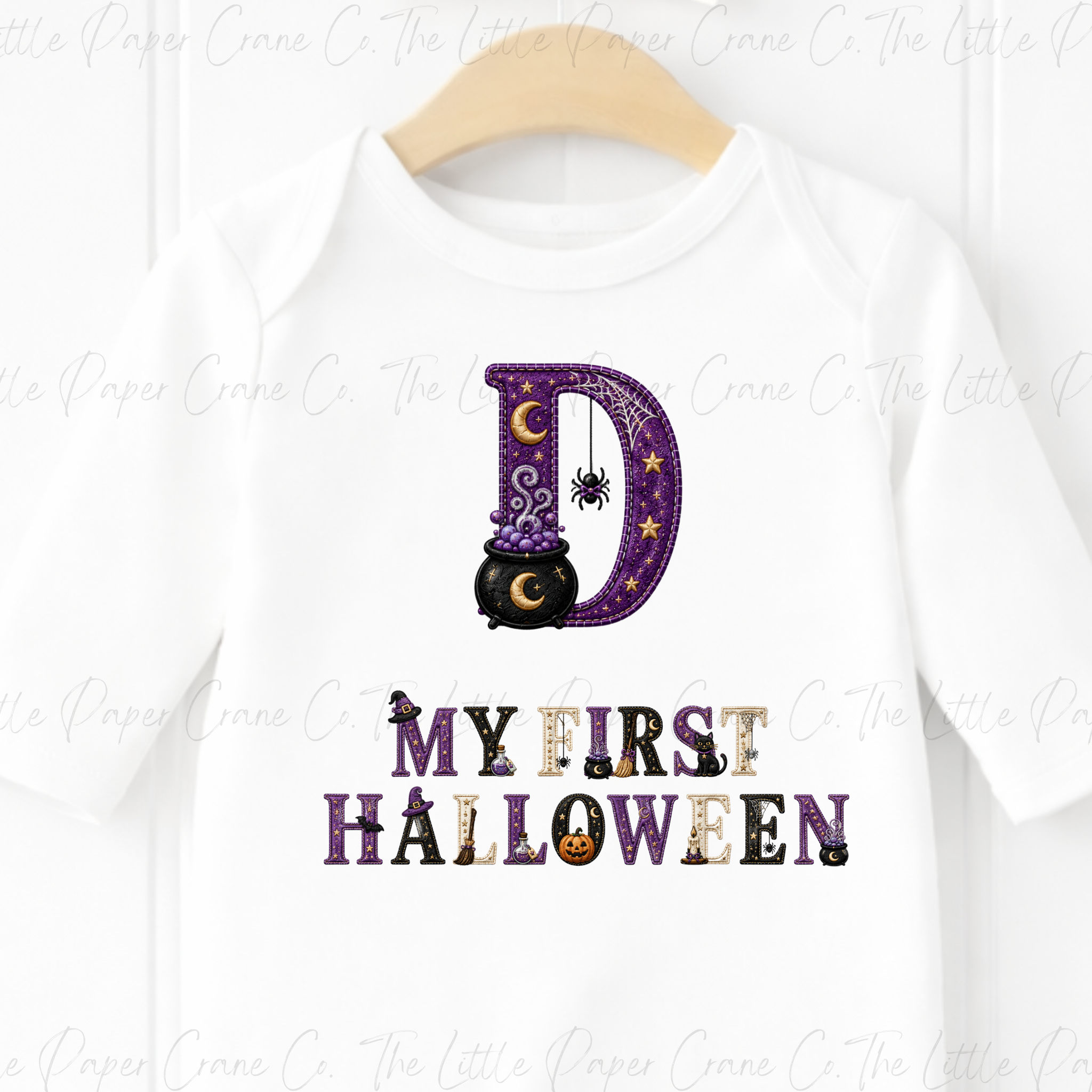 My 1st Halloween Baby Bodysuit -Personalied Initial- Witch