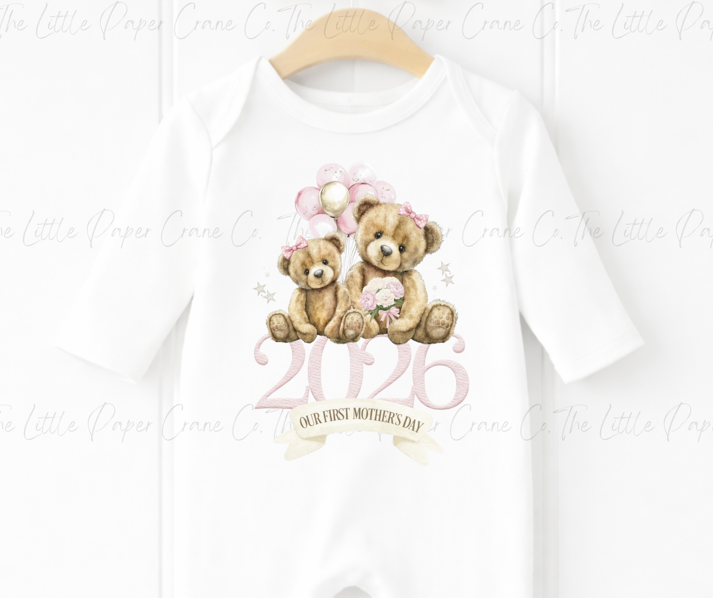 Our First Mothers Day - Baby Suit White with Pink