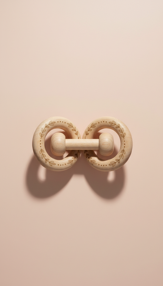 Custom-engraved wooden rattle toy