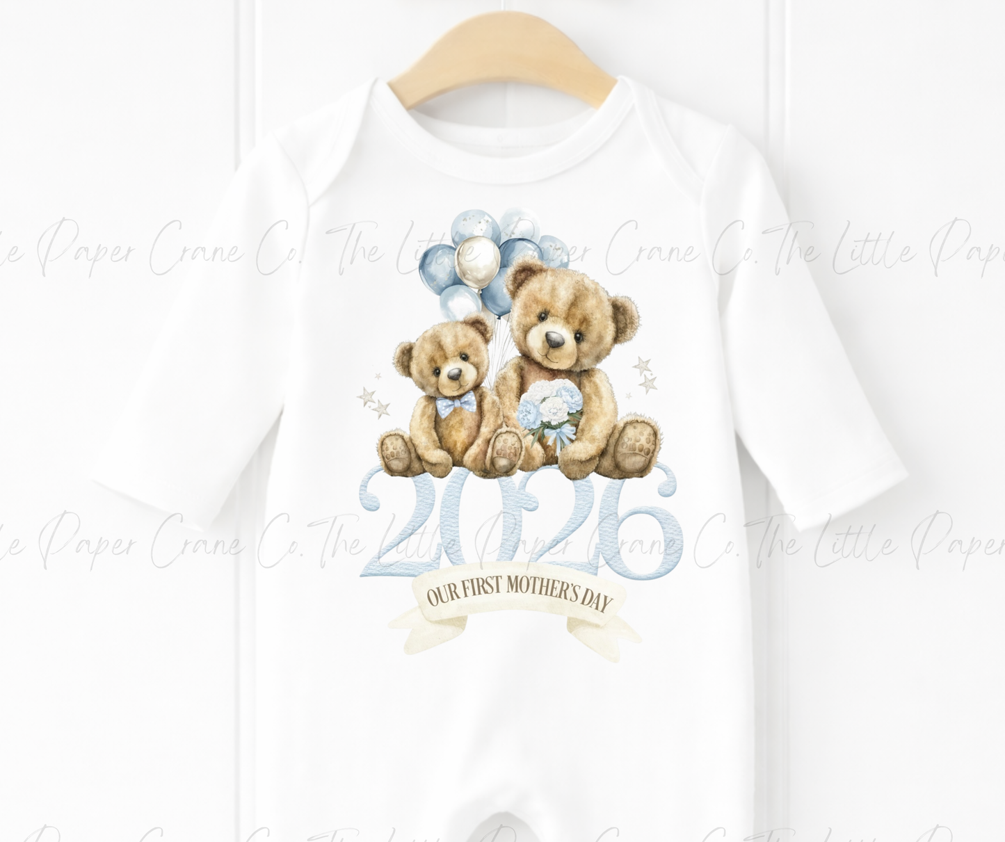 Our First Mothers Day - Baby Suit White with Blue